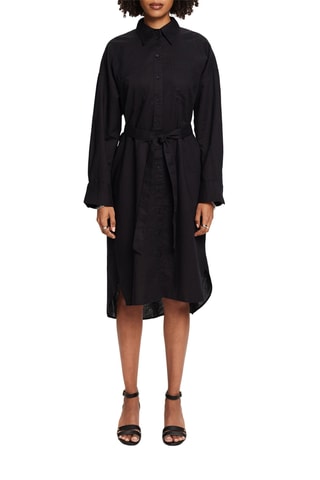 Vestido-camisa em linho - Preto