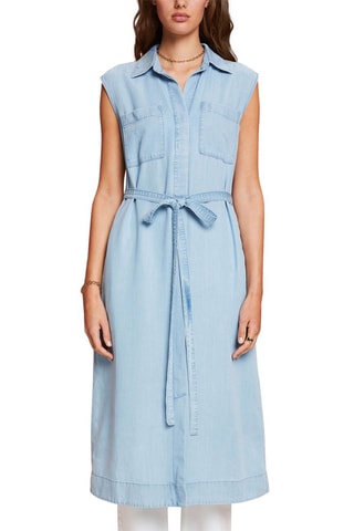 Vestido direito de ganga - Azul