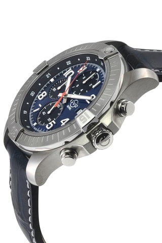 Montre à quartz en cuir T38 - Bleu et argenté