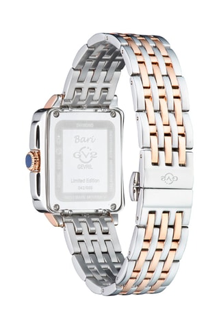 Montre à quartz en acier, plaqué ion argent, plaqué ion or rose et diamants Bari Tortoise