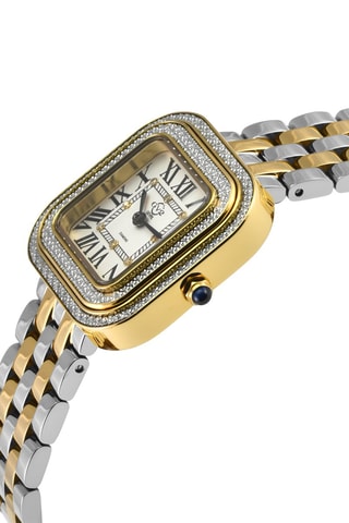 Montre à quartz en acier plaqué or jaune et diamants Bellagio
