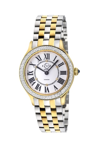 Montre à quartz en acier et diamants - Argenté, doré et blanc
