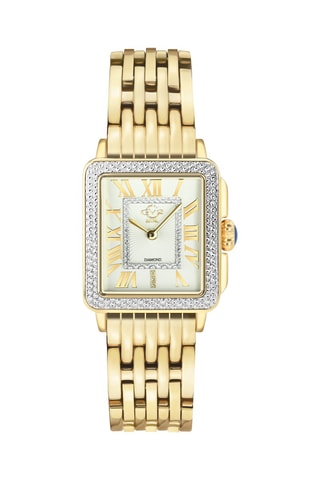 Montre à quartz en acier, plaqué ion or jaune et diamants Padova