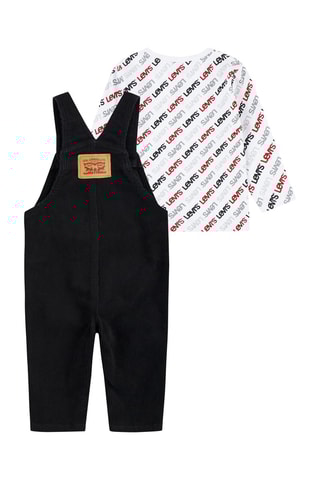T-shirt et salopette en velours - Blanc, gris, noir et rouge