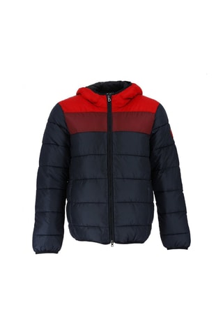 Doudoune à capuche  - Bleu marine et rouge