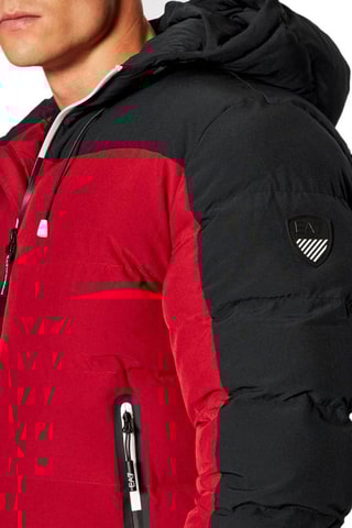 Doudoune à capuche - Rouge et noir