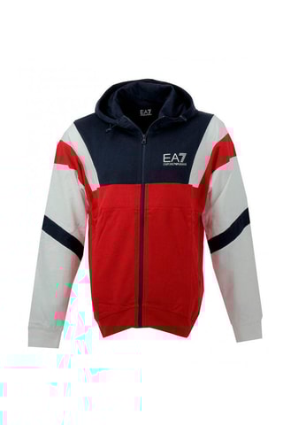 Sweat à capuche - Bleu marine et rouge