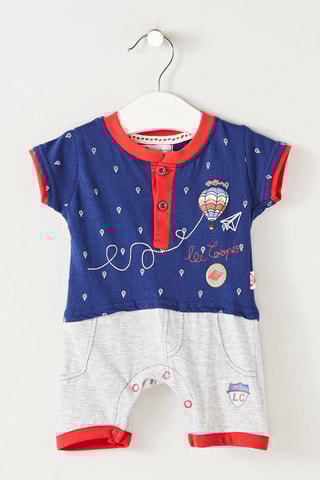 Macacão curto - Branco e azul-marinho 