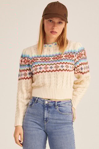 Pull - Ecru et rouge