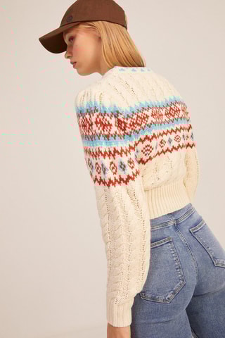 Pull - Ecru et rouge