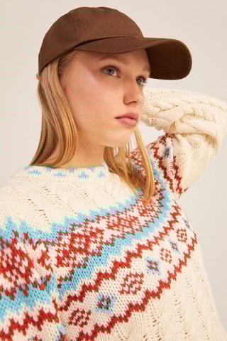 Pull - Ecru et rouge