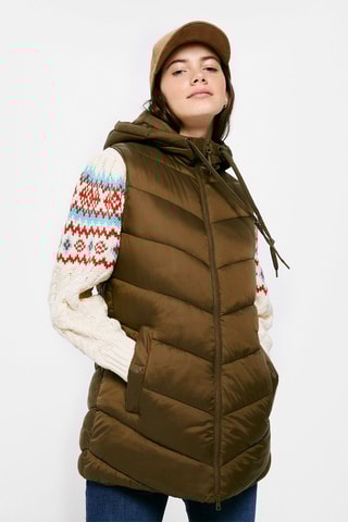 Lang Vest met Capuchon - Kaki