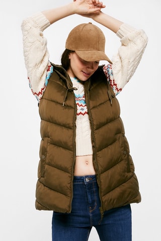 Lang Vest met Capuchon - Kaki