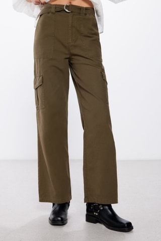 Cargobroek Hoge Taille - Kaki