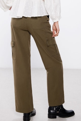 Cargobroek Hoge Taille - Kaki