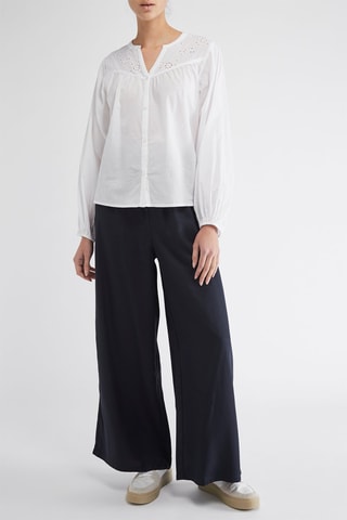 Broek Hoge Taille Wide Legs - Marineblauw