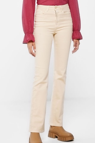 Jeans Bootcut Hoge Taille - Beige