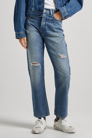 Rechte Jeans Hoge Taille - Blauw