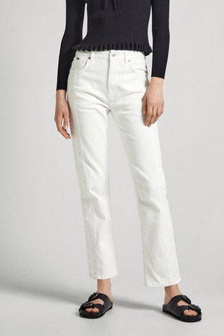 Rechte Jeans Hoge Taille - Wit
