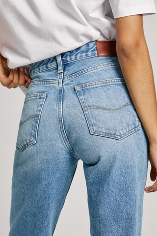 Jeans Hoge Taille Straight Cut - Hemelsblauw