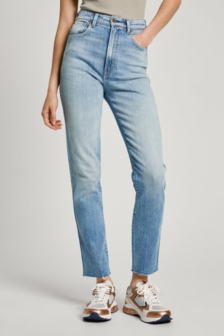 Jeans Hoge Taille Slim Fit - Blauw