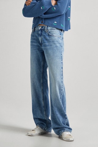 Jean boyfriend low waist - Bleu