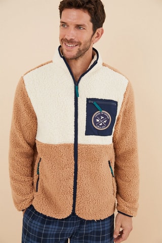 Fleece Jasje - Beige en Marineblauw