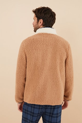 Fleece Jasje - Beige en Marineblauw
