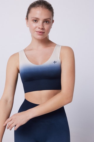 Sportbeha met Dip and dye - Blauw en wit