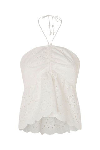 Top met Engelse borduursels - Wit