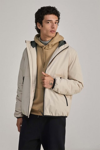 Gewatteerde jas met capuchon - Beige