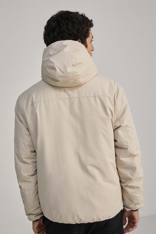 Gewatteerde jas met capuchon - Beige