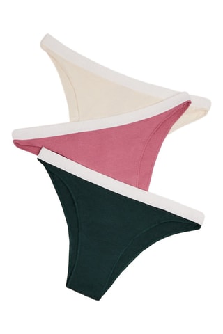 3 Slips - Donkergroen, roze en ecru
