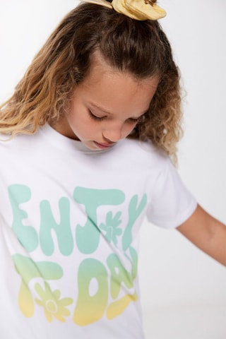 T-shirt - Wit en Turquoise