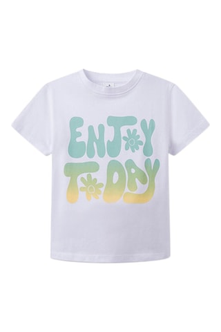 T-shirt - Wit en Turquoise