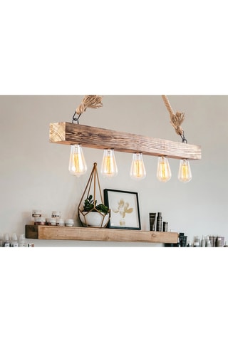 Candeeiro suspenso em madeira Erebos - Natural - 5 x 40 W