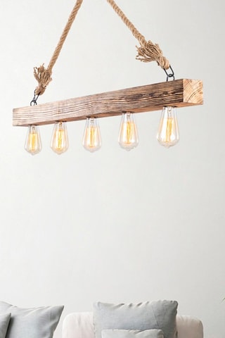 Candeeiro suspenso em madeira Erebos - Natural - 5 x 40 W