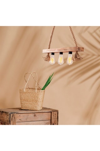 Candeeiro suspenso em madeira Erebos - Natural - 3 x 40 W