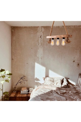 Candeeiro suspenso em madeira Erebos - Natural - 3 x 40 W