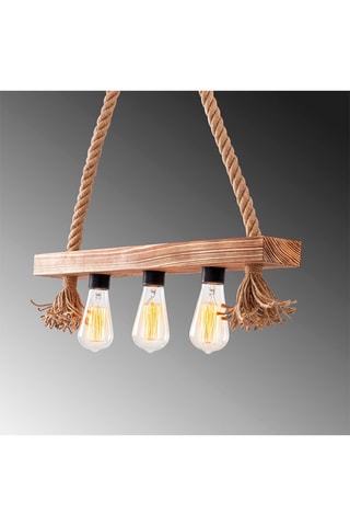Candeeiro suspenso em madeira Erebos - Natural - 3 x 40 W