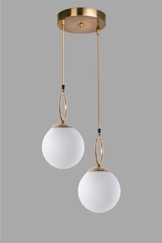 Candeeiro suspenso Morino - Branco e dourado - 2 x 60 W