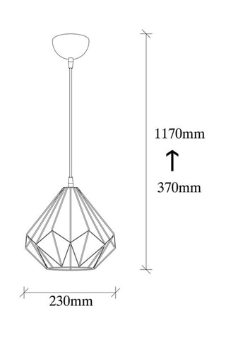 Candeeiro suspenso Diamond - Preto - 100 W