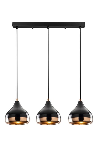 Candeeiro suspenso Yildo - Preto e acobreado - 3 x 40 W