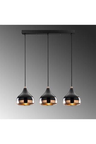 Candeeiro suspenso Yildo - Preto e acobreado - 3 x 40 W