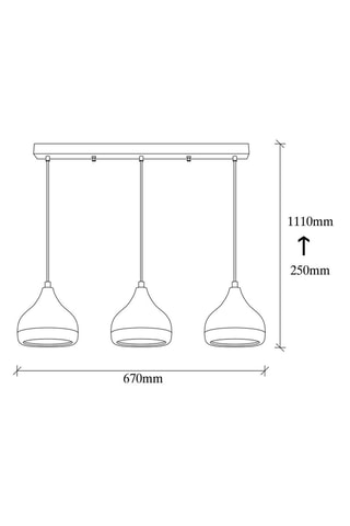 Candeeiro suspenso Yildo - Preto e acobreado - 3 x 40 W