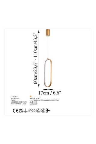 Candeeiro suspenso LED Can Dourado