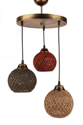 Candeeiro suspenso - Bronze e castanho - 3 x 60 W