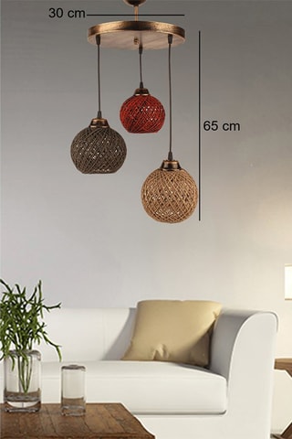 Candeeiro suspenso - Bronze e castanho - 3 x 60 W
