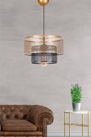 Candeeiro suspenso SH217 - Preto e dourado - 60 W