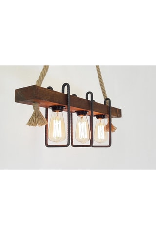 Candeeiro suspenso em pinho - Natural e bege - 3 x 40 W